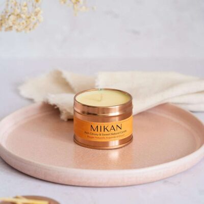 Mikan Energising Natural Sustainable Candle Rose Gold Tin 85g/ 20h