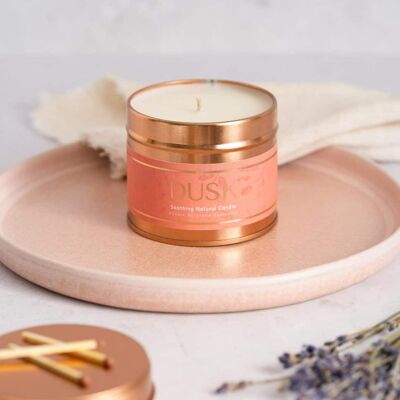 Dusk Relaxing Natural Sustainable Candle Rose Gold Tin 210g/ 40h