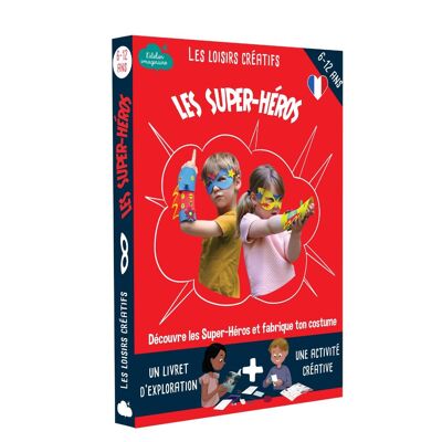 Scatola per realizzare costumi da supereroe + 1 libro - Kit fai da te/attività per bambini in francese