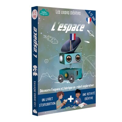 Space explorer robot manufacturing box for children + 1 book - DIY kit/children's activity in French
