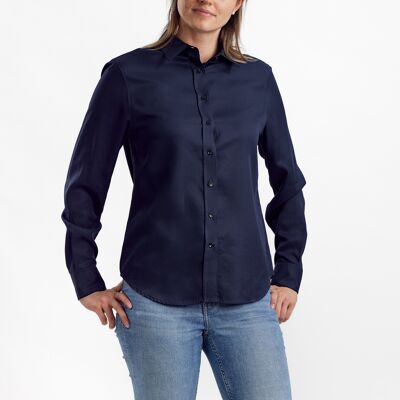 Camicia classica in Tencel - Navy