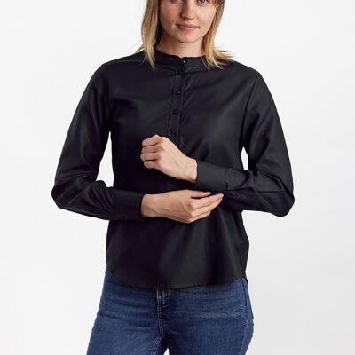 Camicia Chinacollar in Tencel - Nero