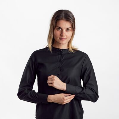 Chinacollar shirt in Tencel - Black