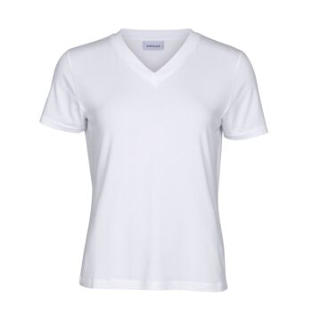 T-shirt col V en Tencel - Blanc 2
