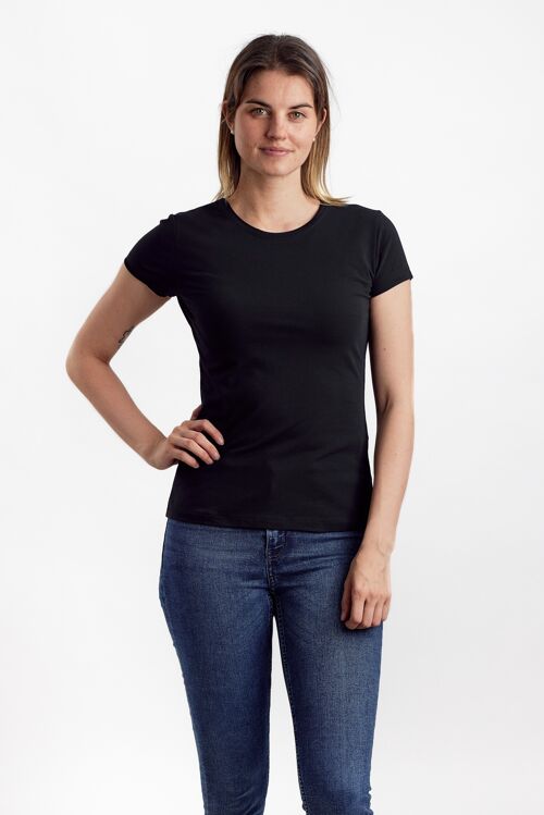 Organic cotton T-shirt with O-neck - Black