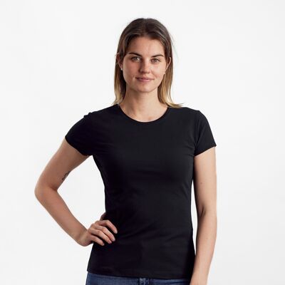 Camiseta de algodón orgánico con cuello redondo - Negro