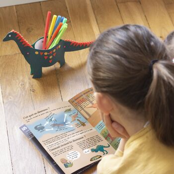 Coffret fabrication Pot à crayon Diplodocus pour enfant +1 livre - Kit bricolage/activité enfant en français 4