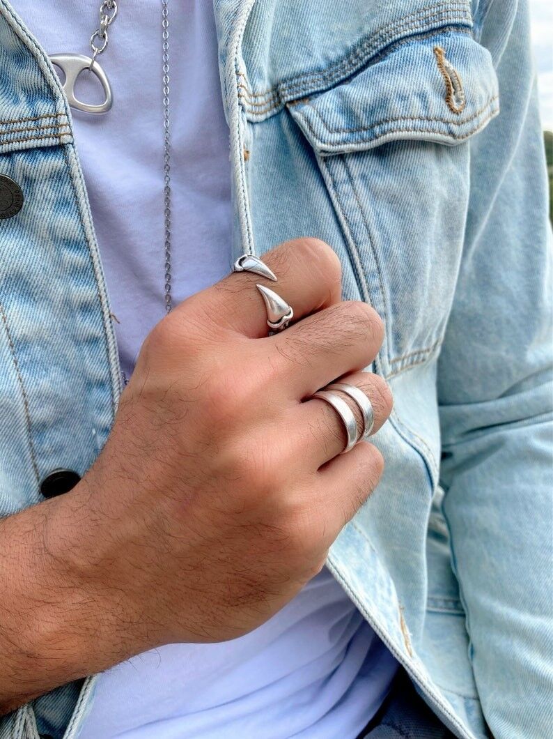 Compra Anillos de plata para hombre Anillos ajustables Anillos