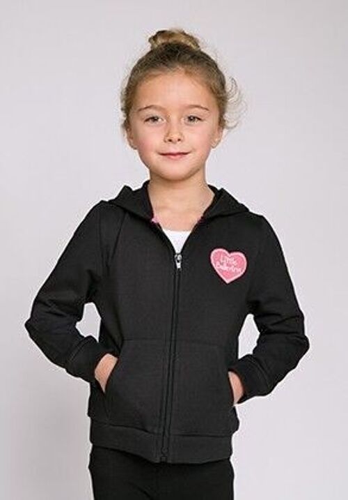 Black zip up hoody with glitter ballerina print