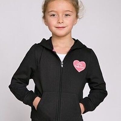 Sweat à capuche zippé noir avec imprimé ballerine pailleté