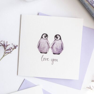 Biglietto d'amore per pinguini carini