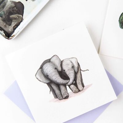 Tarjeta linda de los elefantes