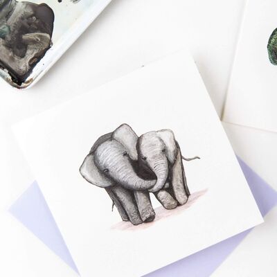 Carte Éléphants Mignons