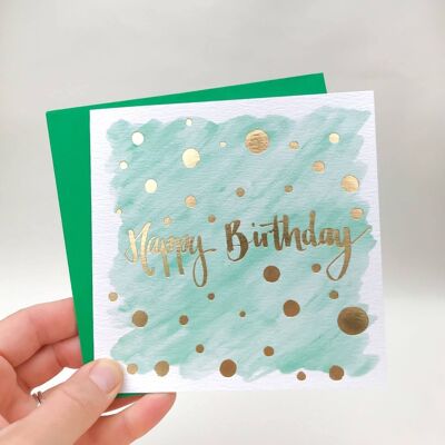 Tarjeta verde del feliz cumpleaños