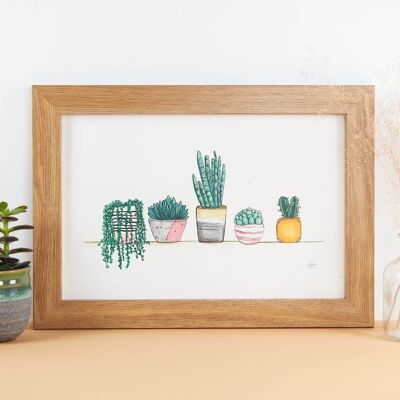Stampa artistica di piante da appartamento e piante grasse