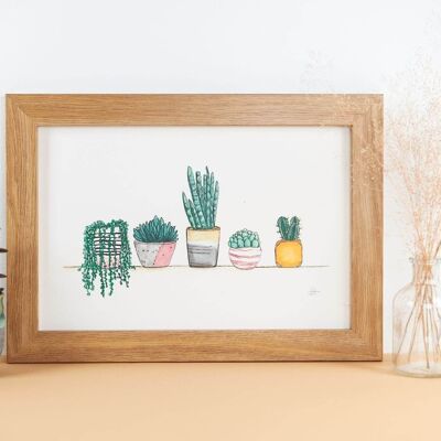 Stampa artistica di piante da appartamento e piante grasse
