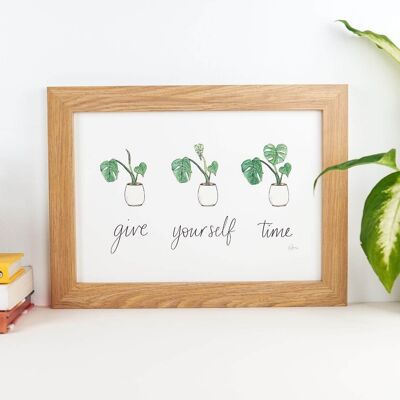 Give Yourself Time A4 Monstera Art Print