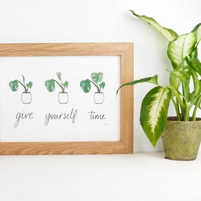 Give Yourself Time A4 Monstera Art Print