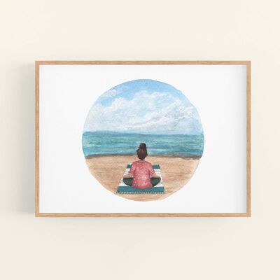 Meditación en la playa con impresión A5