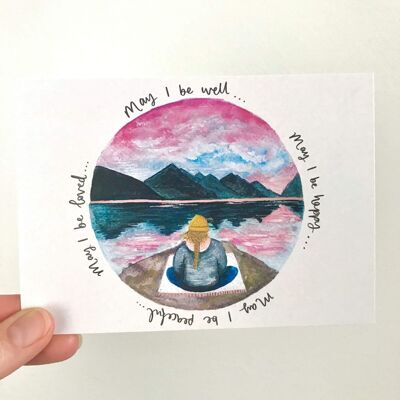 Carte postale de méditation en montagne