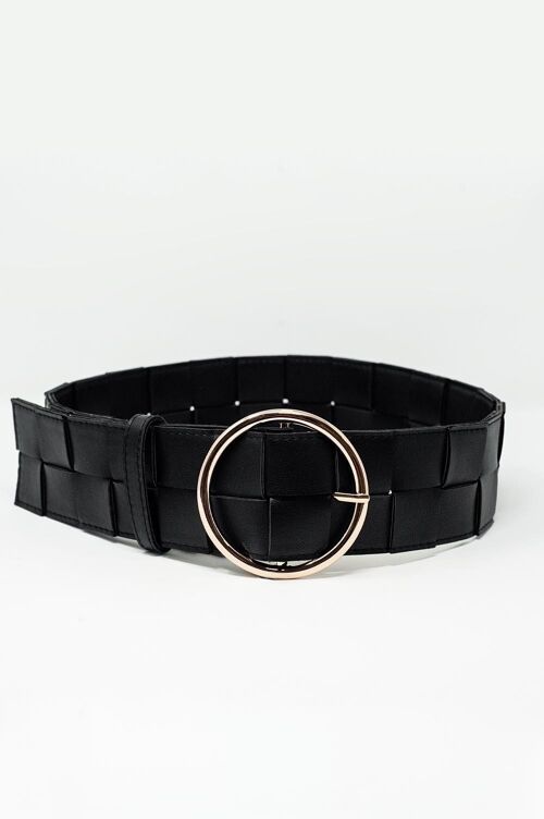 Belt with gold buckle in black