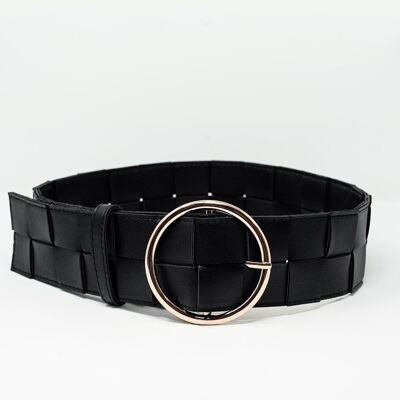 Belt with gold buckle in black