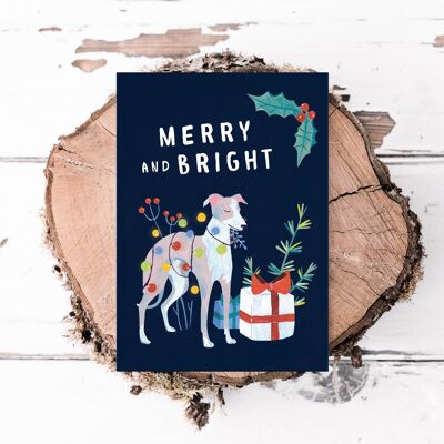 Whippet Festive Greeting Card