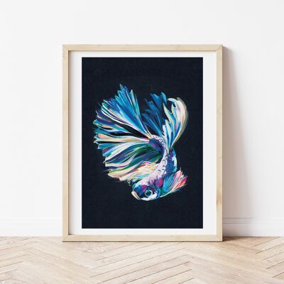 Rainbow Betta Fish Digital Print, A4