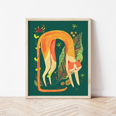 Ginger Yoga Cat Digital Print, A4
