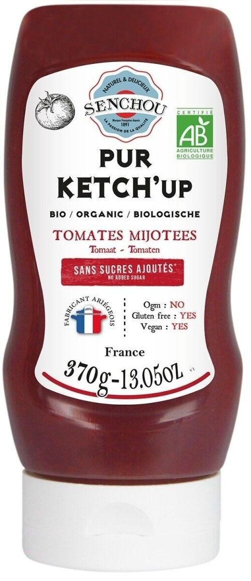Pur Ketchup Tomate BIO Sans Sucres Ajoutés (mini squeeze)