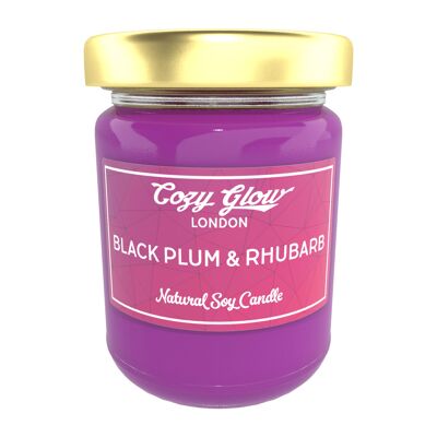 Grande bougie de soja à la prune noire et à la rhubarbe