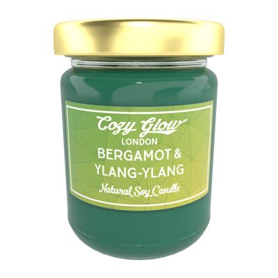 Candela di soia grande bergamotto e ylang ylang
