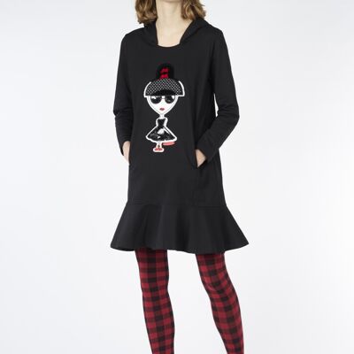 SCHWARZES SWEATSHIRT-KLEID