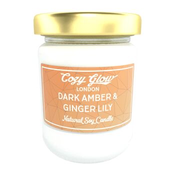 Grande bougie de soja ambre foncé et lys gingembre