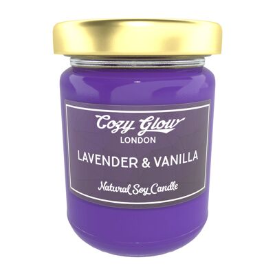 Lavendel & Vanille Große Sojakerze