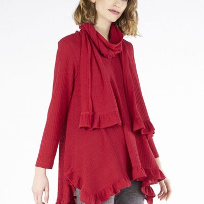 BERLIN SWEATER WITH RED RUFFLES