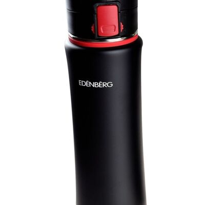 326 - Edënbërg Black Line - Thermosflasche - Reisebecher - Reisebecher - Thermosbecher - 0,48 l - Edelstahl - Schwarz / Rot