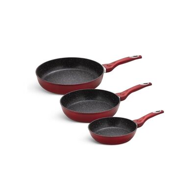 362 - Edënbërg Red Line - Pfannen-Set Gourmet Granit 3-teilig - Aluminium - 20 cm, 24 cm, 28 cm