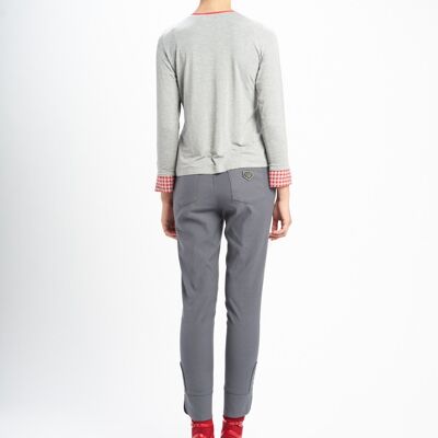 BEIG & RED GRAY T-SHIRT