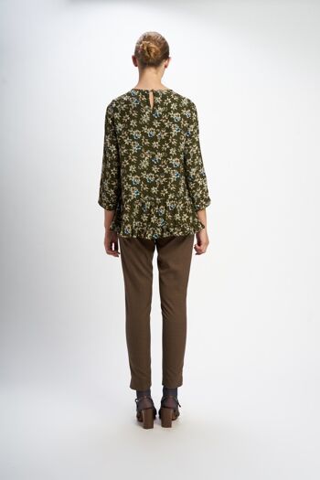 BLOUSE PICAS FLEUR KAKI 2