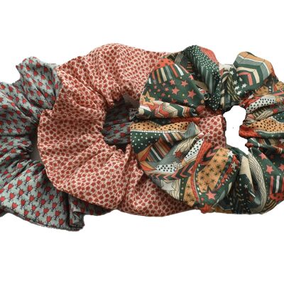 Christmas Scrunchies Set in Graphic Vintage and Contemporary Liberty prints