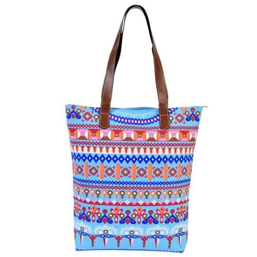 [ sb027-4 ] light blue boho chic shopper bag