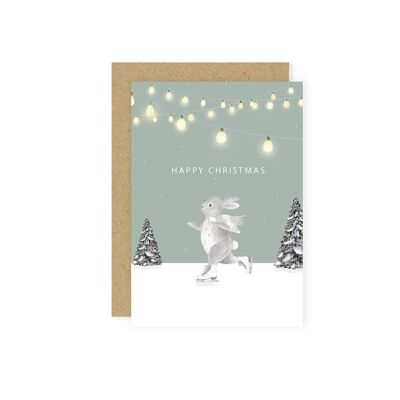 Eislaufen Hase Weihnachtskarte