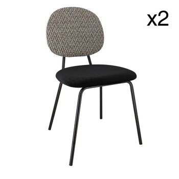 Lot de 2 chaises velours
 noir pieds metal noirs
 47x57x85 cm coco 1