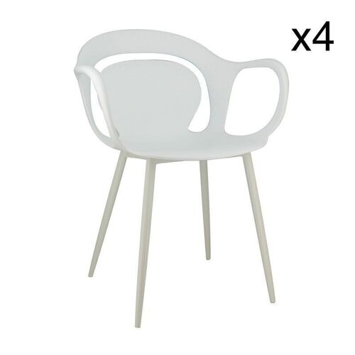 Lot de 4 fauteuils
 blancs en polypropylene
 58.5x60x83.5 cm alan