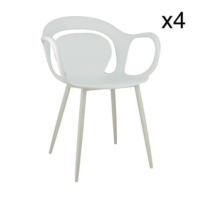 SET OF 4 ARMCHAIRS
 WHITE POLYPROPYLENE
 58.5X60X83.5 CM ALAN