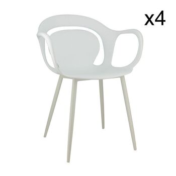 Lot de 4 fauteuils
 blancs en polypropylene
 58.5x60x83.5 cm alan 1