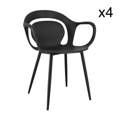 Lot de 4 fauteuils noirs
 en polypropylene
 58.5x60x83.5 cm alan