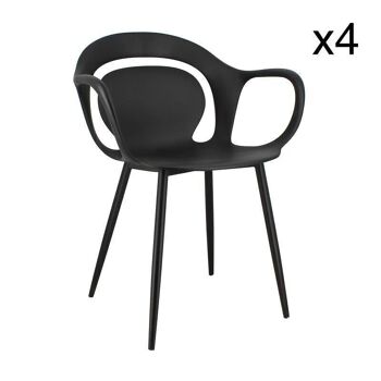 Lot de 4 fauteuils noirs
 en polypropylene
 58.5x60x83.5 cm alan 1
