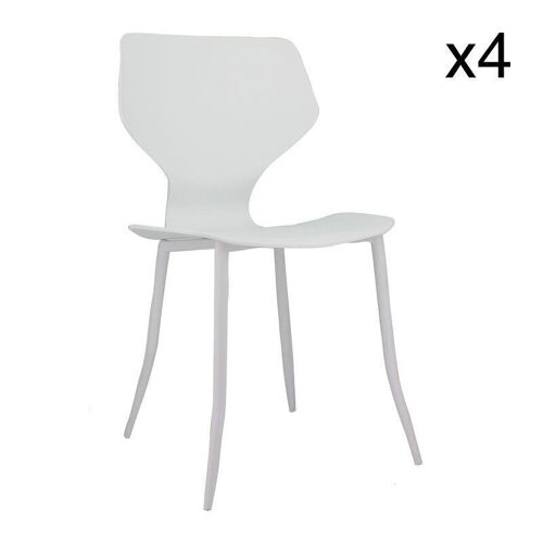 Lot de 4 chaises en
 polypropelen blanches
 47x47x83.5 cm gabby